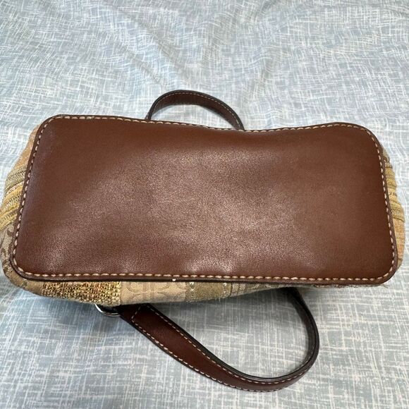 Vintage Fossil Canvas Leather Striped Patchwork Handbag - Picture 5 of 5